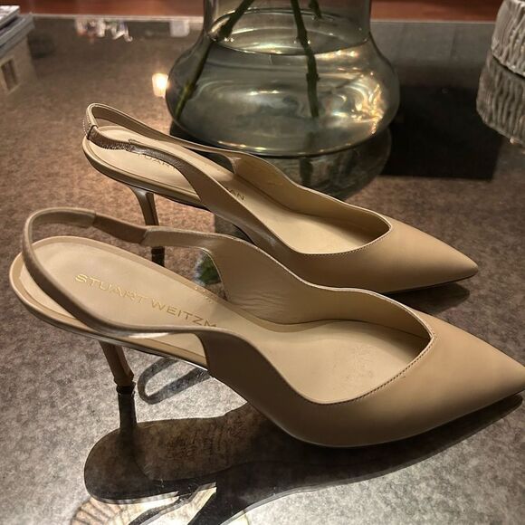 Stuart Weitzman Eva Pointed Toe Slingback Pumps - Picture 7 of 8